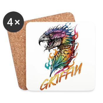 Majestic Griffin - Gardien des cieux - Dessous de verre (lot de 4) - blanc - Devant