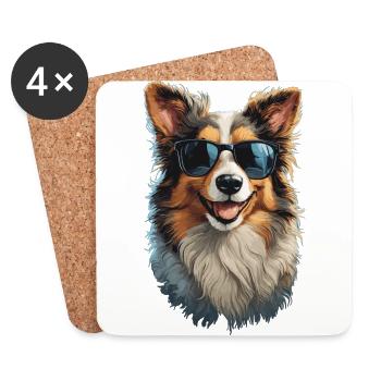 Border Collie Friend Companion Dogs Design - Coasters (set of 4) - white - Front