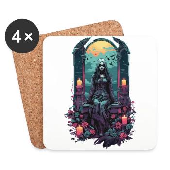 Occulte gothique sorcière magique sombre Halloween - Dessous de verre (lot de 4) - blanc - Devant