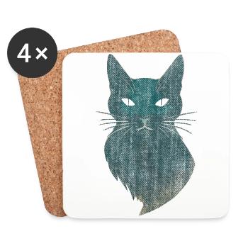Mystic Cat Cat Motif - Coasters (set of 4) - white - Front