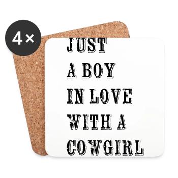 Funny Sayings, Cowboy, Valentine's Day, Love, Love - Coasters (set of 4) - white - Front