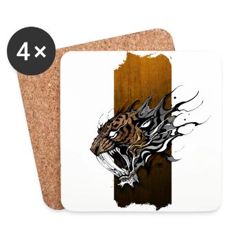 Echoes of Antiquity: Saber-Toothed Tiger - Coasters (set of 4) - white - Front