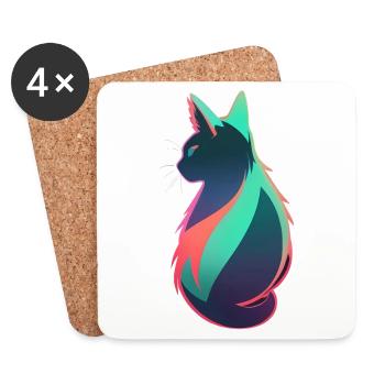 wundervolle Katze neon bunt farbenfroh - Untersetzer (4er-Set) - Weiß - Vorne