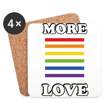 Plus d’amour gay pride arc-en-ciel - Dessous de verre (lot de 4) - blanc - Devant