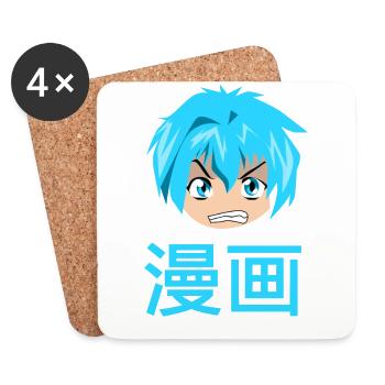 manga blue - Coasters (set of 4) - white - Front