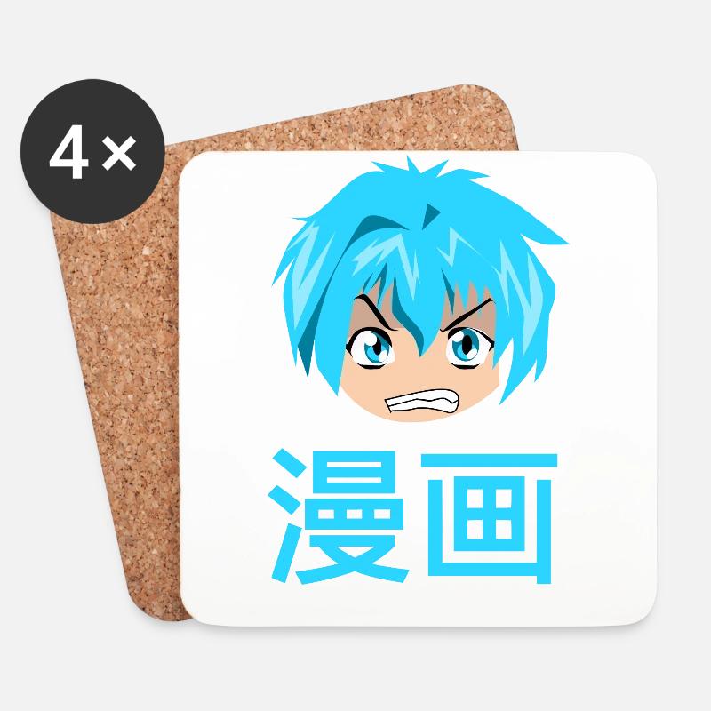 manga blau - Untersetzer (4er-Set) - Weiß