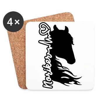 Noriker Herzschlag Pferd Pferdeliebe Heartbeat - Untersetzer (4er-Set) - Weiß - Vorne