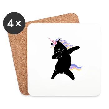 Black dabbing unicorn | Unicorn | - Coasters (set of 4) - white - Front
