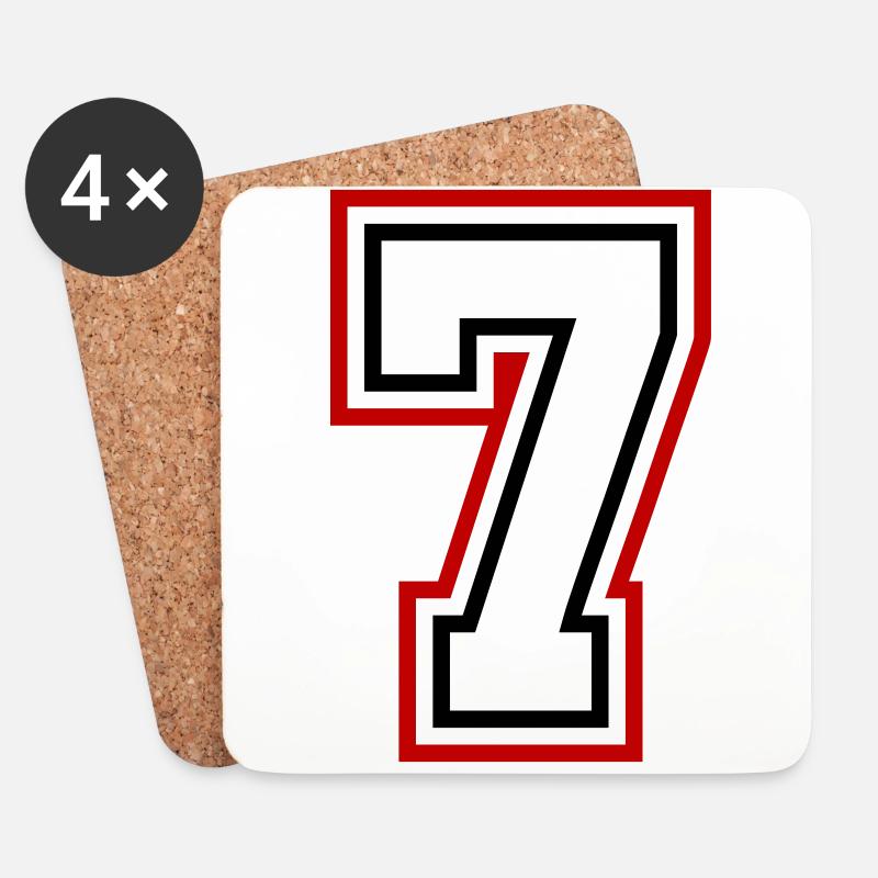 7 Zahl nummer - Untersetzer (4er-Set) - Weiß