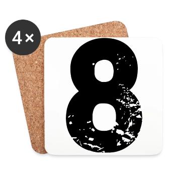 8 number jersey - Coasters (set of 4) - white - Front