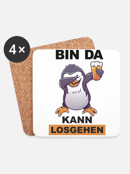 Dabbing Pinguin saufen Trinkspruch - Untersetzer (4er-Set) - Weiß