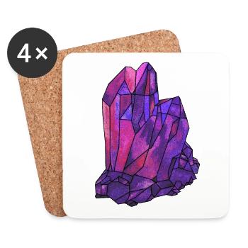 Cristal Pierre Précieuse Diamant viva Magenta Bijou - Dessous de verre (lot de 4) - blanc - Devant