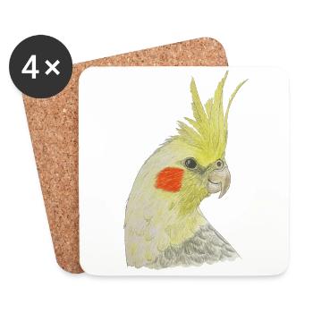 Nymphensittich gelber Kakadu Vogel Ornithologie - Untersetzer (4er-Set) - Weiß - Vorne