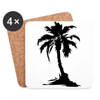 Symbole de la silhouette de Palm Island - Dessous de verre (lot de 4) - blanc - Devant