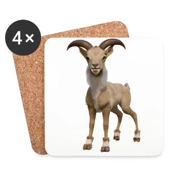 Illustration réaliste de Markhor - Dessous de verre (lot de 4) - blanc - Devant