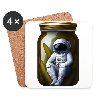Astronaut in a pickle jar - Coasters (set of 4) - white - Front