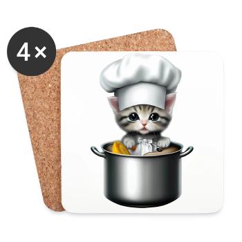 Chef Cat - Coasters (set of 4) - white - Front