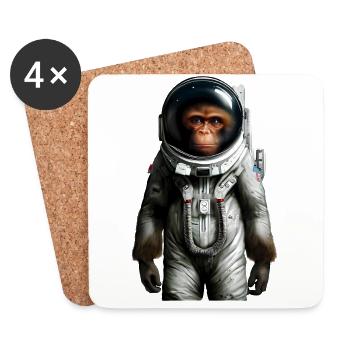 Weltraum Astronaut Affe - Untersetzer (4er-Set) - Weiß - Vorne