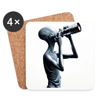 L’extraterrestre curieux - Dessous de verre (lot de 4) - blanc - Devant