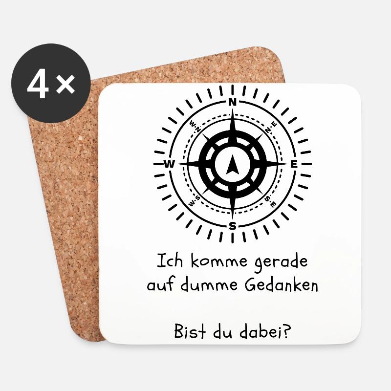 Himmelsrichtung Kompass mit lustigem Spruch - Untersetzer (4er-Set) - Weiß