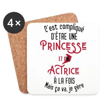 C'est compliqué d'être Une Princesse et Actrice - Dessous de verre (lot de 4) - blanc - Devant