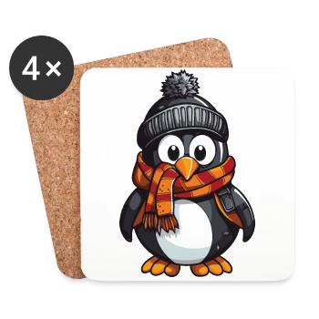 Pinguin Winter Comic - Untersetzer (4er-Set) - Weiß - Vorne