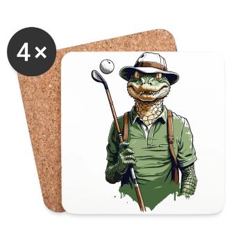 Krokodil Golfer Golfspieler Streetwear Design - Untersetzer (4er-Set) - Weiß - Vorne