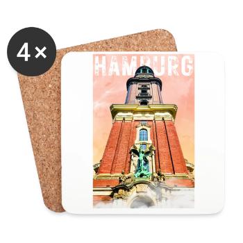 Hamburg Vintage Reiseposter mit dem Michel - Untersetzer (4er-Set) - Weiß - Vorne