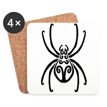 Schwarze Spinne - Untersetzer (4er-Set) - Weiß - Vorne