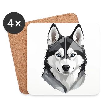 Cute Husky Head - Coasters (set of 4) - white - Front
