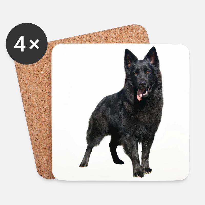 schwarzer Schäferhund - Untersetzer (4er-Set) - Weiß
