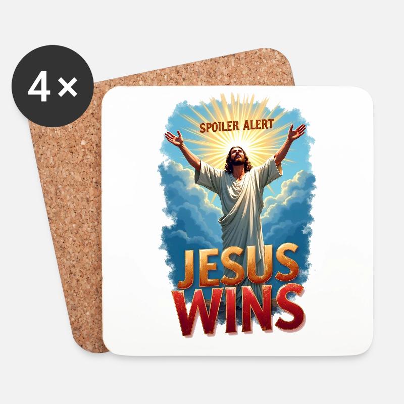 Spoiler Alert: Jesus gewinnt - Untersetzer (4er-Set) - Weiß