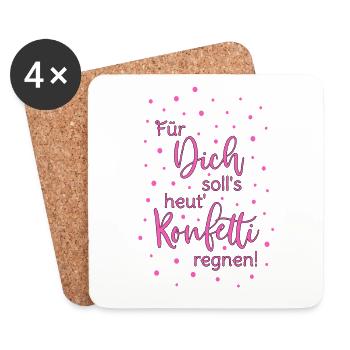 For you it's supposed to rain today confetti saying pink - Coasters (set of 4) - white - Front