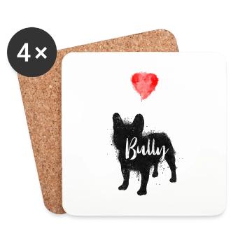 Amour de bouledogue français - Dessous de verre (lot de 4) - blanc - Devant
