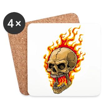 Crâne humain avec des flammes - Dessous de verre (lot de 4) - blanc - Devant