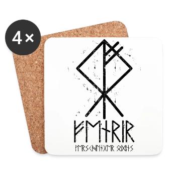 FENRIR VERSCHLINGER ODINS Runen Wikinger Wolf Rune - Untersetzer (4er-Set) - Weiß - Vorne