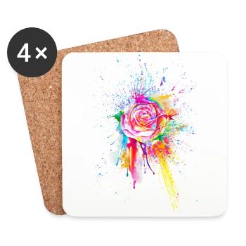 Rose Blume Flower Color Splash - Coasters (set of 4) - white - Front