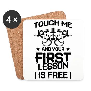 boxer boxing gloves - Coasters (set of 4) - white - Front
