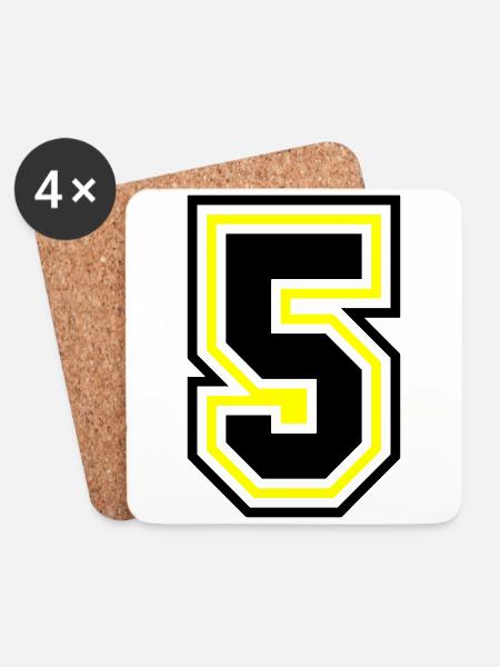 5 Number symbol - Coasters (set of 4) - white