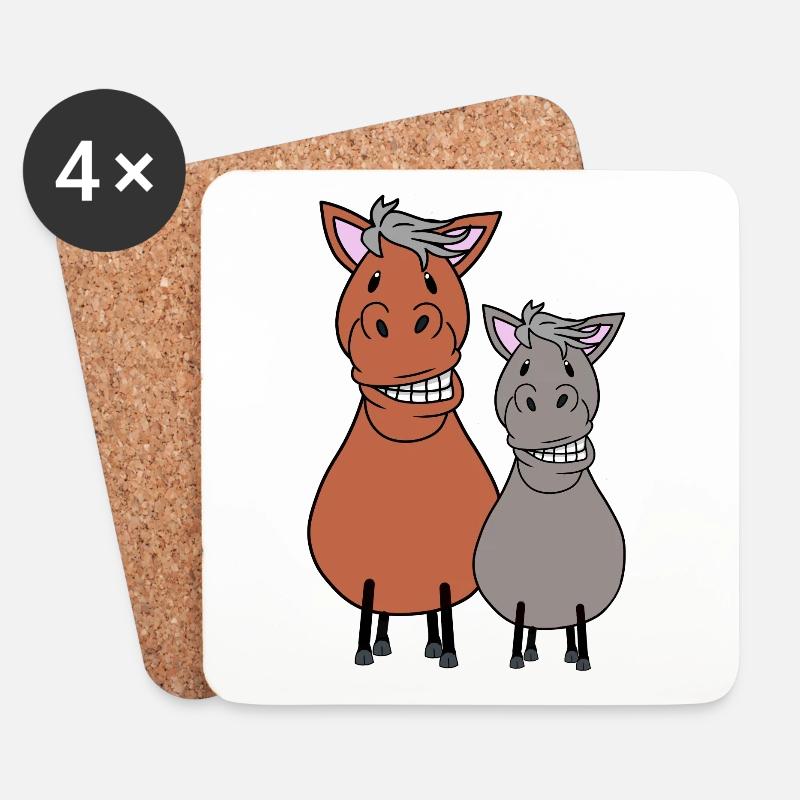 Dickes Pferd Pony Freunde Freundschaft Pferdenarr - Untersetzer (4er-Set) - Weiß