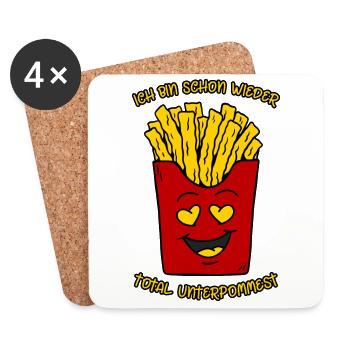 Pommes Frites / Schon wieder total unterpommest - Untersetzer (4er-Set) - Weiß - Vorne