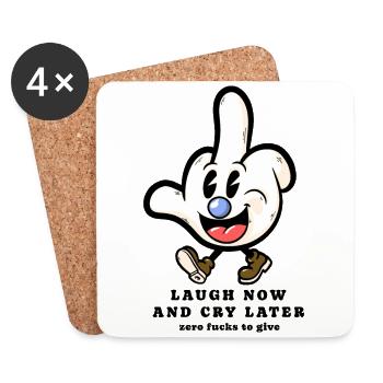 Middle finger cartoon sarcasm more sarcastic - Coasters (set of 4) - white - Front