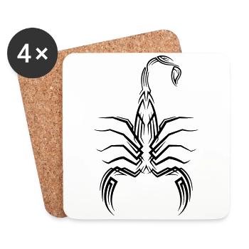 Tatouage tribal Scorpion - Dessous de verre (lot de 4) - blanc - Devant