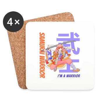 Samurai Warrior. Samurai Girl. White Version. - Coasters (set of 4) - white - Front