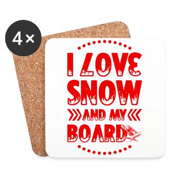 I love Snowboarding - Untersetzer (4er-Set) - Weiß - Vorne