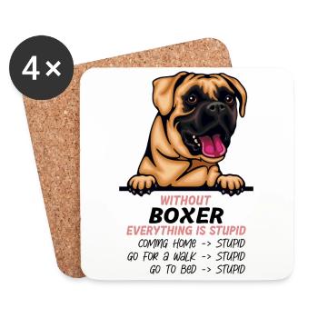 Ohne Boxer ist alles doof - Untersetzer (4er-Set) - Weiß - Vorne
