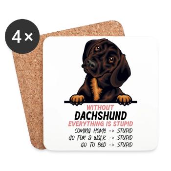 Ohne Dachshund ist alles doof - Untersetzer (4er-Set) - Weiß - Vorne