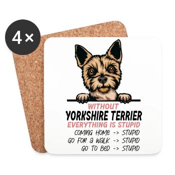 Ohne Yorkshire Terrier ist alles doof - Untersetzer (4er-Set) - Weiß - Vorne