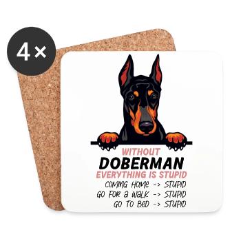 Ohne Doberman ist alles doof - Untersetzer (4er-Set) - Weiß - Vorne