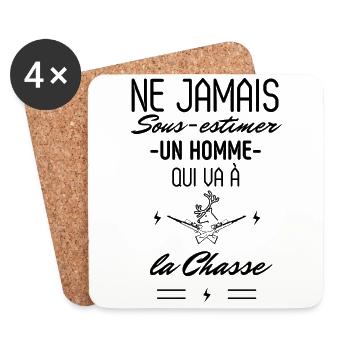 Ne jamais Sous estimer un Homme qui vas chasser - Dessous de verre (lot de 4) - blanc - Devant